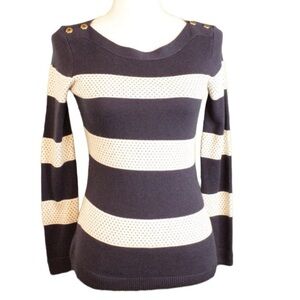 NWT Charter Club Stripe-Stitch Long Sleeve Sweater Intrepid Blue Combo XSP